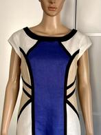 J430 Derhy maat S=36 linnen jurk jurkje blauw/wit/beige, Kleding | Dames, Blauw, Derhy, Ophalen of Verzenden, Zo goed als nieuw
