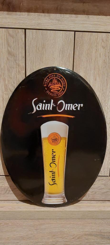 Zeldzaam authentiek reclamebord Saint-Omer bier, Verzamelen, Biermerken, Nieuw, Reclamebord, Plaat of Schild, Overige merken, Ophalen of Verzenden