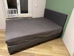 Boxspring 140x200 Met topper Antraciet, Ophalen, Tweepersoons, 140 cm, Zo goed als nieuw