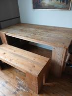 Steigerhouten eettafel met bijbehorend bankje., Ophalen, 50 tot 100 cm, Zo goed als nieuw, 150 tot 200 cm