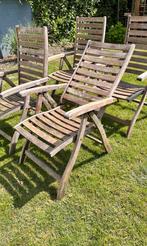 Teak houten verstelbare en inklapbare tuinstoelen, Tuin en Terras, Ophalen, Gebruikt, Teakhout, Verstelbaar