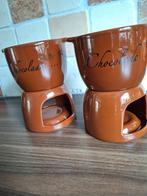 Chocolade porseleinen fondue set bruin set van 2, Ophalen of Verzenden, Zo goed als nieuw