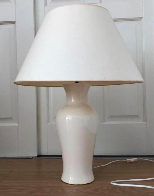 Xl Vintage Kostka Tafellamp Keramiek France 1980 crème, Huis en Inrichting, Lampen | Tafellampen, Zo goed als nieuw, 50 tot 75 cm