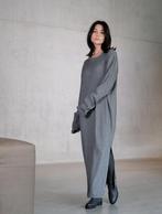 Monique van Heist grijze ribgebreide jurk - maat M, Maat 38/40 (M), Ophalen of Verzenden, Zo goed als nieuw, Grijs