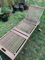 Massief TEAK hout ligstoel 180 x 65 cm , met kussen., Ophalen, Zo goed als nieuw, Teakhout, Verrijdbaar