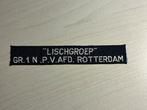 Lischgroep Groep 1 NPV afdeling Rotterdam naambandje, Ophalen of Verzenden, Zo goed als nieuw, Embleem, Speld of Insigne
