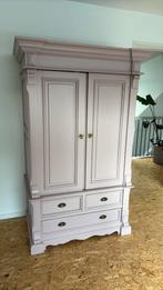 Brocante oud roze kast, Ophalen, 100 tot 150 cm, Zo goed als nieuw, Met hangruimte