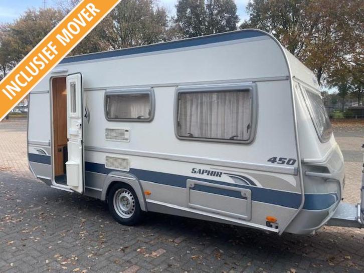 Fendt Saphir 450 QB 2007; vastbed zit mover tent; keurig, Caravans en Kamperen, Caravans, Bedrijf, tot en met 4, 1000 - 1250 kg
