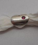 Zilveren Tedora spacer of hanger hart met steentje nr.1450, Sieraden, Tassen en Uiterlijk, Bedels, Verzenden, Zo goed als nieuw