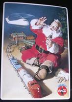 Coca Cola metalen plaat kaart Coca-Cola Kerstman met trein, Verzamelen, Ophalen of Verzenden, Nieuw, Reclamebord