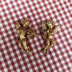 2 brocante goudkleurige engelen beeldjes  ( wand), Verzamelen, Beelden en Beeldjes, Ophalen, Zo goed als nieuw
