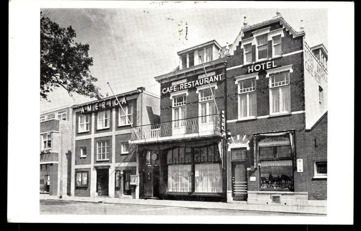 Hoek van Holland (ZH), Hotel-Slijterij America, Rietdijkstr., Verzamelen, Ansichtkaarten | Nederland, Gelopen, Zuid-Holland, 1960 tot 1980