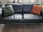 Zwart lederen 3 zits bank klein prijsje, Huis en Inrichting, Banken | Bankstellen, Ophalen, Gebruikt, 75 tot 100 cm