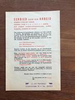 NSB Propagandebiljet Den Haag. Eerbied voor den arbeid., Verzamelen, Militaria | Tweede Wereldoorlog, Ophalen of Verzenden, Nederland
