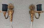 een stel mid-century antieke bronzen wandlampen, bloemtoorts, Antiek en Kunst, Antiek | Lampen, Ophalen