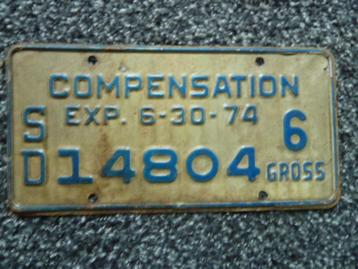 Kentekenplaat licenseplate South Dakota Compensation 74 USA beschikbaar voor biedingen