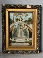 Religieuze schilderijtje met parelmoer ingelegd, Antiek en Kunst, Ophalen of Verzenden