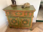 Prachtig houten dressoir groen bruin, Antiek en Kunst, Ophalen