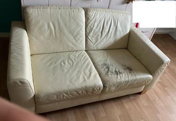Leren bankstel (beige) beschikbaar voor biedingen