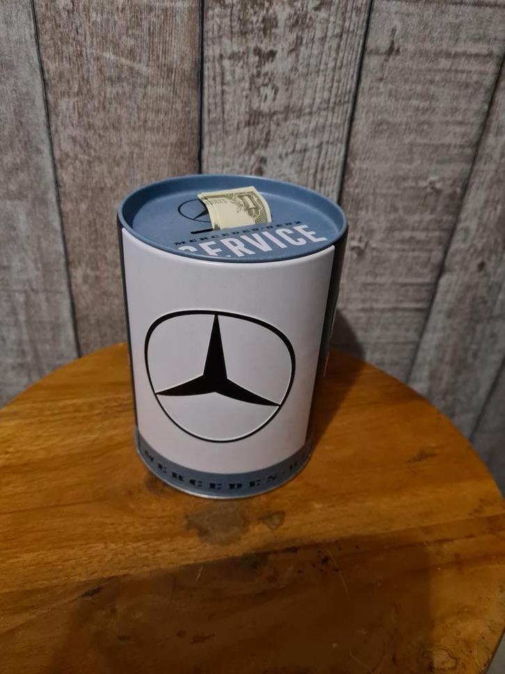 Blikken spaarpot mercedes, Verzamelen, Merken en Reclamevoorwerpen, Nieuw, Gebruiksvoorwerp, Ophalen of Verzenden