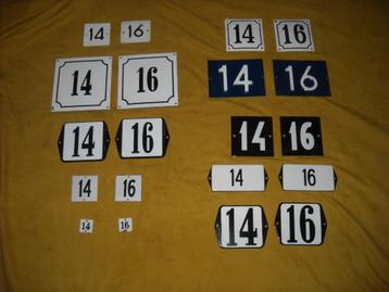 oud emaille huisnummer 14 en 16 ook 15 17 18 19 20 21 22 23 beschikbaar voor biedingen