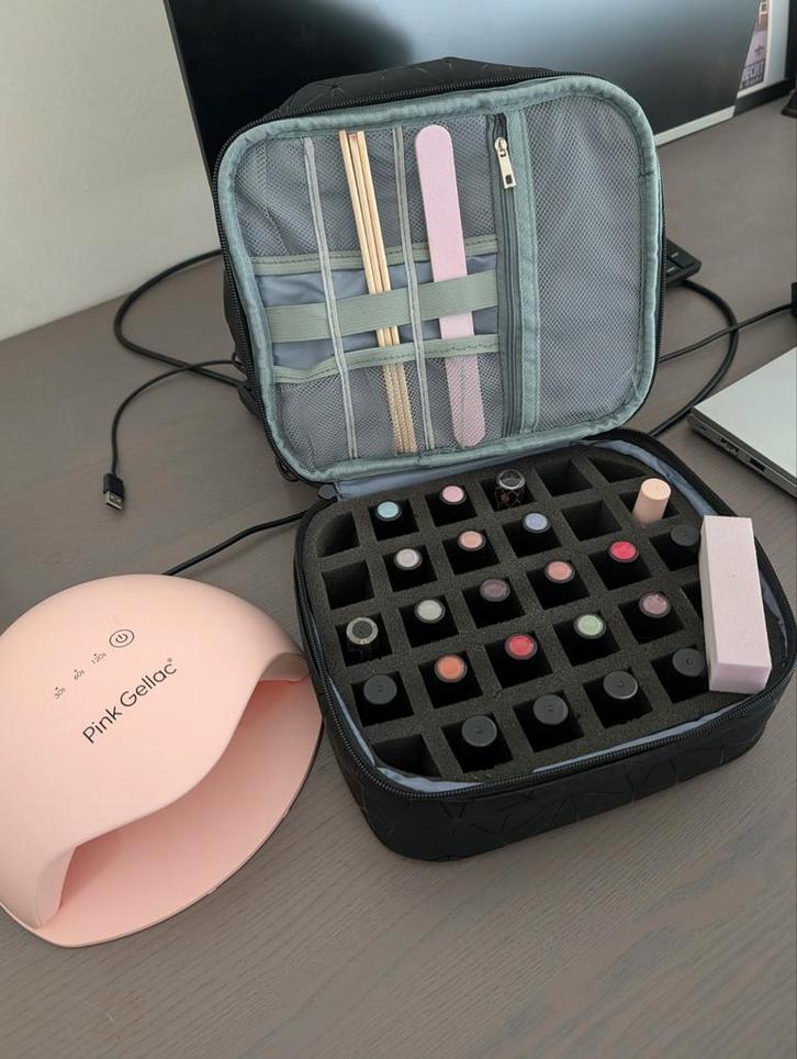 Complete Pink Gellac set incl tas, Sieraden, Tassen en Uiterlijk, Uiterlijk | Cosmetica en Make-up, Zo goed als nieuw, Handen en Nagels