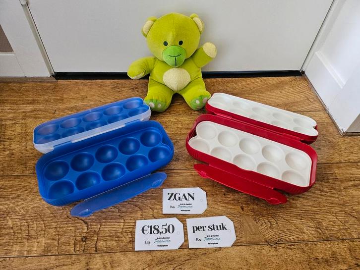 Tupperware zgan eierdoos voor 10 eieren, Huis en Inrichting, Keuken | Tupperware, Zo goed als nieuw, Bus of Trommel, Blauw, Wit