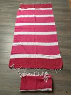 Gestreept strandlaken / handdoek - Roze/Wit, Ophalen of Verzenden, Zo goed als nieuw, Roze, Handdoek