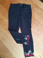 CAMBIO, broek zwart met bloemen borduurwerk op pijp, maat 40, Maat 38/40 (M), Cambio, Zwart, Ophalen of Verzenden