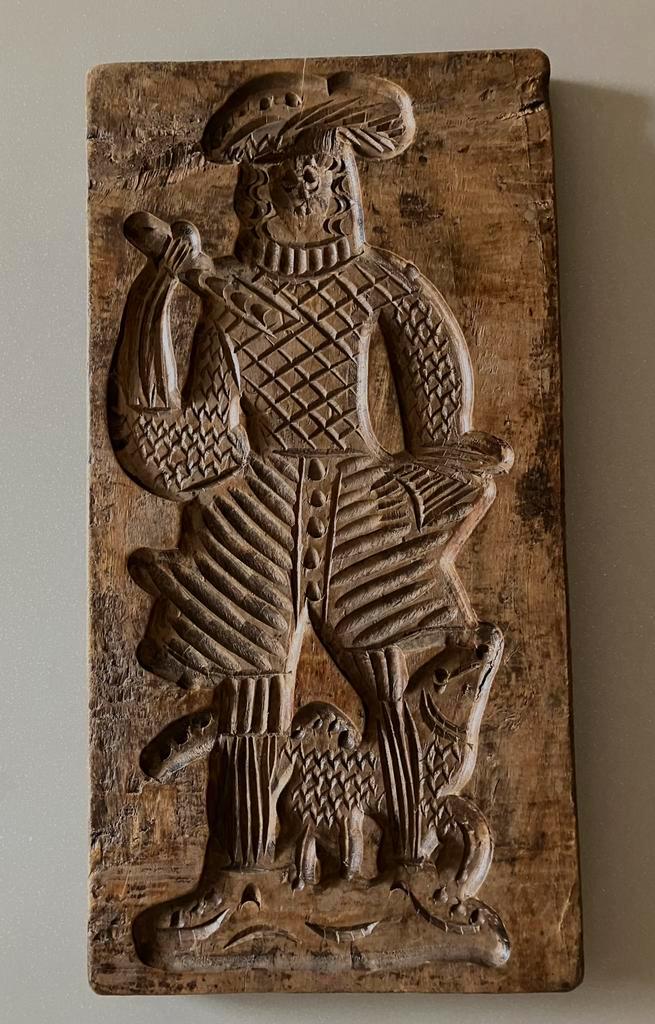 antieke speculaasplank met Zwarte Piet of jager met hond, Antiek en Kunst, Antiek | Overige Antiek, Ophalen of Verzenden