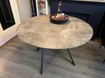 Grijze ronde eettafel met stoelen 4, Ophalen, Gebruikt, 100 tot 150 cm, Rond