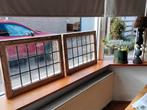 2 oude glas in lood ramen., Antiek en Kunst, Curiosa en Brocante, Ophalen