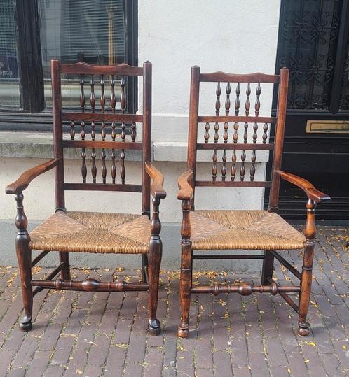 2 x Engelse spindle back chairs ca. 1800 patina!!!, Antiek en Kunst, Antiek | Meubels | Stoelen en Banken, Ophalen of Verzenden