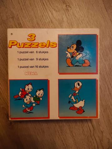 Vintage puzzel Disney 6, 9 en 16 stukjes beschikbaar voor biedingen
