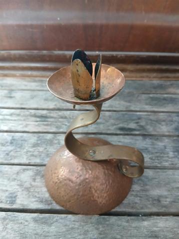 Vintage Koperen Kandelaar - Spiraal Design beschikbaar voor biedingen