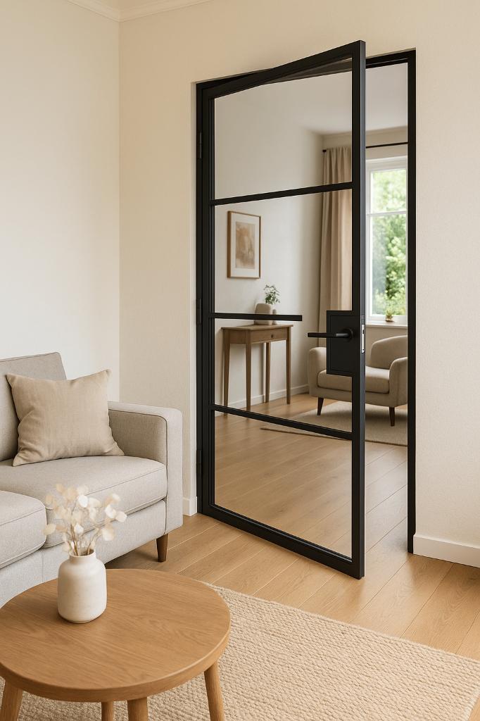 Stalen scharnierdeur incl Kozijn opruiming – €300-.  NIEUW!!, Doe-het-zelf en Verbouw, Deuren en Horren, Nieuw, Binnendeur, 215 cm of meer