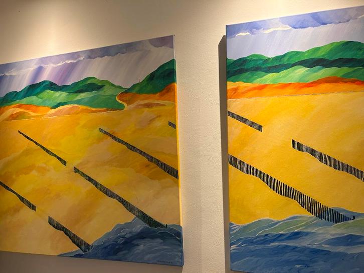 Schilderij tweeluik 95*95 Cees van Oostmalle, Antiek en Kunst, Kunst | Schilderijen | Klassiek, Ophalen