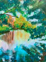 ‘Kastelentuin’, prachtig rond schilderij, uniek, Ophalen of Verzenden