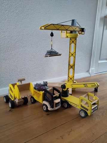 Houten hijskraan Pintoy incl kiepwagen, shovel, hijskraan beschikbaar voor biedingen