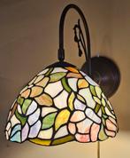 Gekleurd Bloemmotief Vintage Tiffany Wandlamp, Ophalen, Gebruikt, Glas, Tiffany