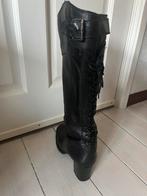 Zwarte  leren laarzen maat 38/39 met hak, merk Linea Zeta, Kleding | Dames, Schoenen, Ophalen of Verzenden, Zo goed als nieuw