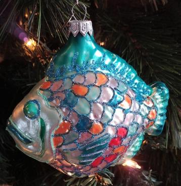 Drescher glazen kerstbal, hand geschilderd "kleurrijke vis" beschikbaar voor biedingen