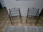 Metalen nachtkastjes met glazen blad, Ophalen, Minder dan 45 cm, 55 tot 70 cm, Glas