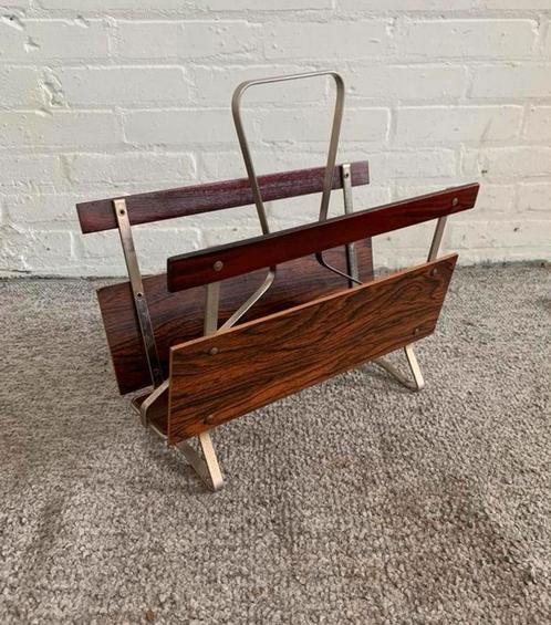 Lectuurbak pastoe stijl palissanderhout staal jaren 60., Huis en Inrichting, Woonaccessoires | Krantenbakken en Lectuurbakken