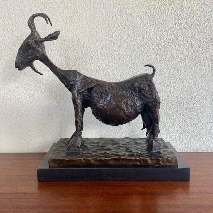 Groot Bronzen Beeld Geit Picasso She Goat Gesigneerd Nummer, Antiek en Kunst, Kunst | Beelden en Houtsnijwerken, Ophalen of Verzenden