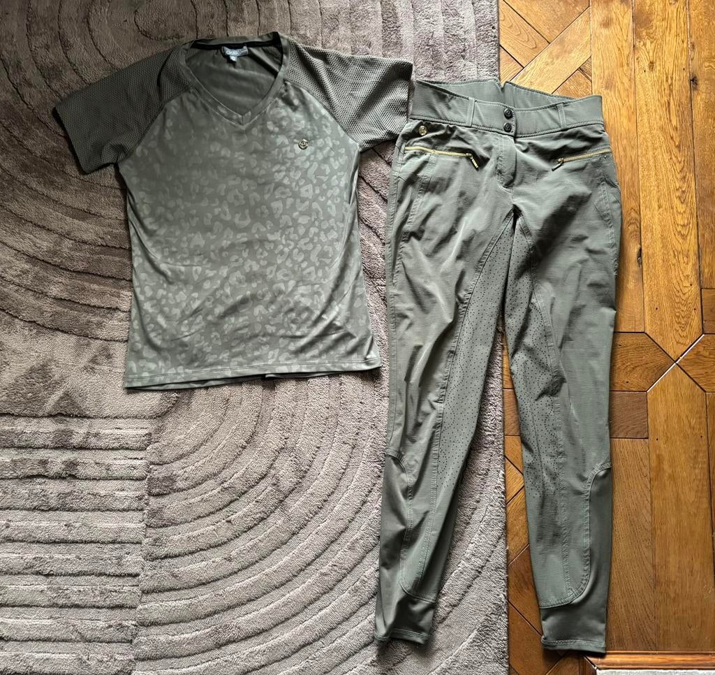 QHP rijlegging & shirt groen, Dieren en Toebehoren, Ophalen of Verzenden, Zo goed als nieuw, Dressuur, Onderkleding