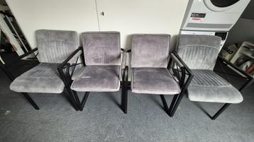 4 metaal & olifantjes grijze eetkamer / dinnerstoelen