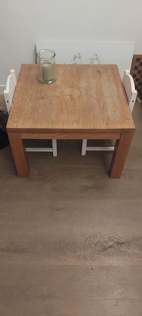 Houten Salontafel eikenhout met Lade - 70x70, Huis en Inrichting, Tafels | Salontafels, Gebruikt, Minder dan 50 cm, 50 tot 100 cm