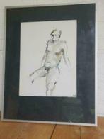 Aquarel met inkt naakte man heel goed gemaakt werk W. Z., Antiek en Kunst, Kunst | Schilderijen | Klassiek, Ophalen