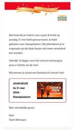 Concert Suzan en freek, Tickets en Kaartjes, Twee personen, Overige soorten